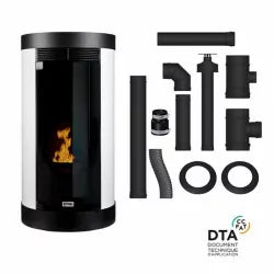 Conjunto salamandra a pellets estanque Anna + kit de tubos concêntricos com saída traseira – 10 kW