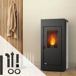 Conjunto salamandra a pellets estanque Vulcano Silenzio UP com kit de tubos concêntricos – 9,2 kW