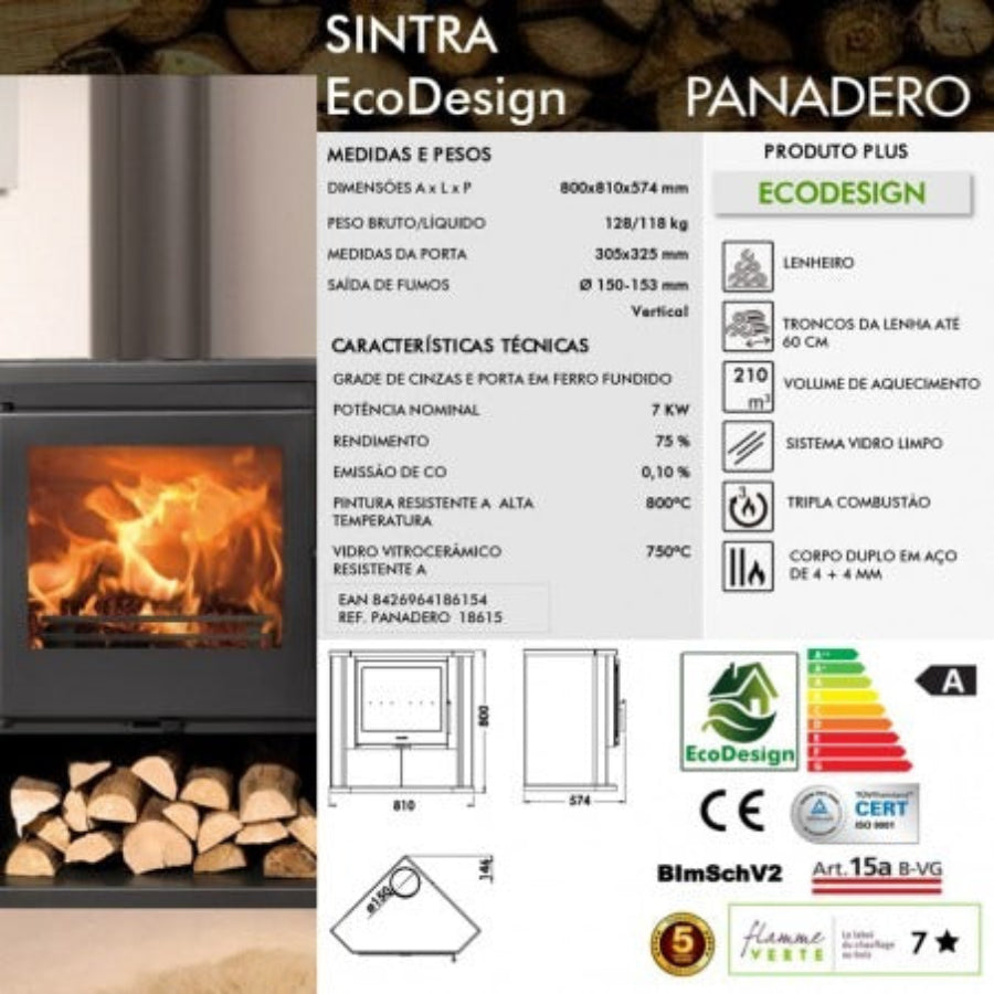 Salamandra a Lenha PANADERO SINTRA EcoDesign 7 kW