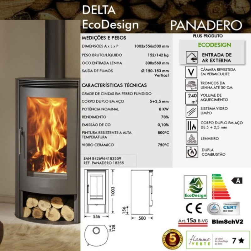Salamandra a Lenha PANADERO DELTA EcoDesign 8 kW