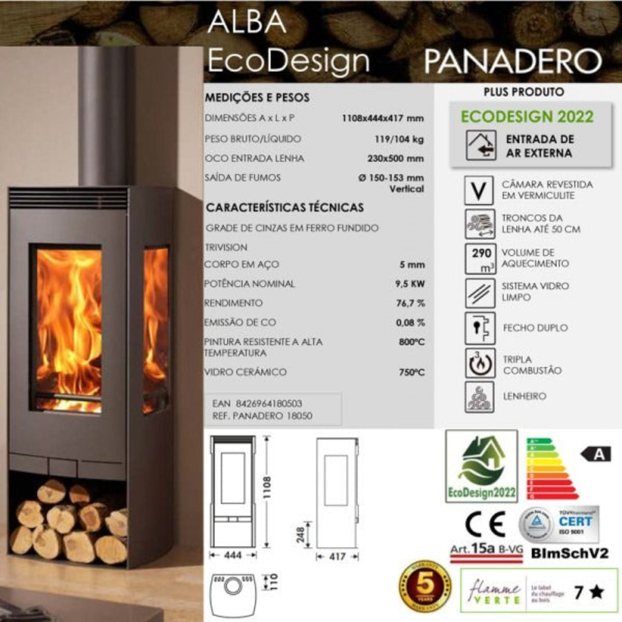 Salamandra a Lenha PANADERO ALBA EcoDesign 9,5 kW