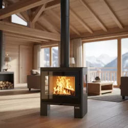Salamandra a lenha Shiva com 3 vidros – 10 kW