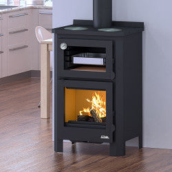Salamandra a lenha Pramoda com forno e placas de cozinhar – 14 kW